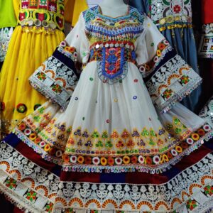 White Afghani frock with Shwal and touser