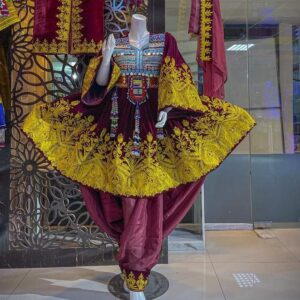 Afghani frock with afghani shawl and trouser