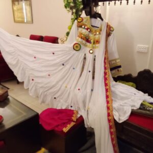 White Afghani frock with Shawl and Trouser & TWO FREE EXTRA SHAWALS, with exquisite look made for special occasions