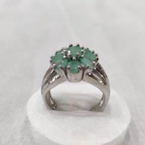Emerald Ring in Italian Rhodium Silver With Free Afghani Shawl