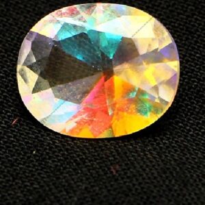 Faceted natural opal gemstone from Gilgit-Baltistan, 3.4 carats, diamond cut, shimmering with multicolor play-of-light—ideal for healing, vision enhancement, and dream fulfillment.