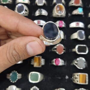 Black agate stone ring for male