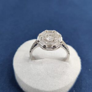 Zircon Ring in 925 Rhodium Silver