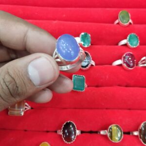 Blue Aqeeq in Handmade Silver ring