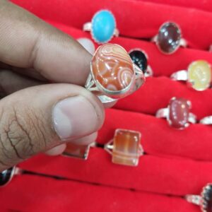 Sulemani Aqeeq Ring in 925 Italian Rhodium Silver