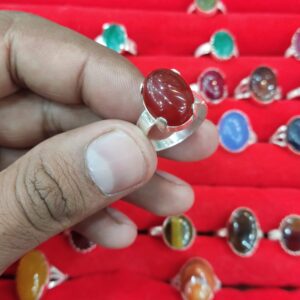 Sulemani Aqeeq Ring in 925 Italian Rhodium Silver