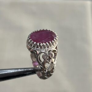 Natural Ruby Stone In Italian Silver With Rhodium Polish For Life Long Durability