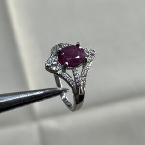 Original Ruby Ring Crowned In Italian Silver With Rhodium Polish For Life Long Durability