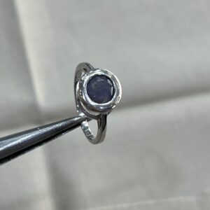 Natural Sapphire Ring In Rhodium Polished 925 Italian Silver, Rust Resistant