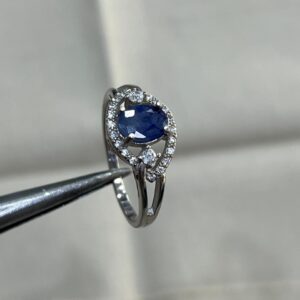 Natural Sapphire Ring in 925 Italian Silver With Rhodium Polish, Rust Resistant