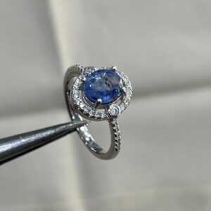 Natural Sapphire Ring in 925 Italian Silver With Rhodium Polish, Rust Resistant